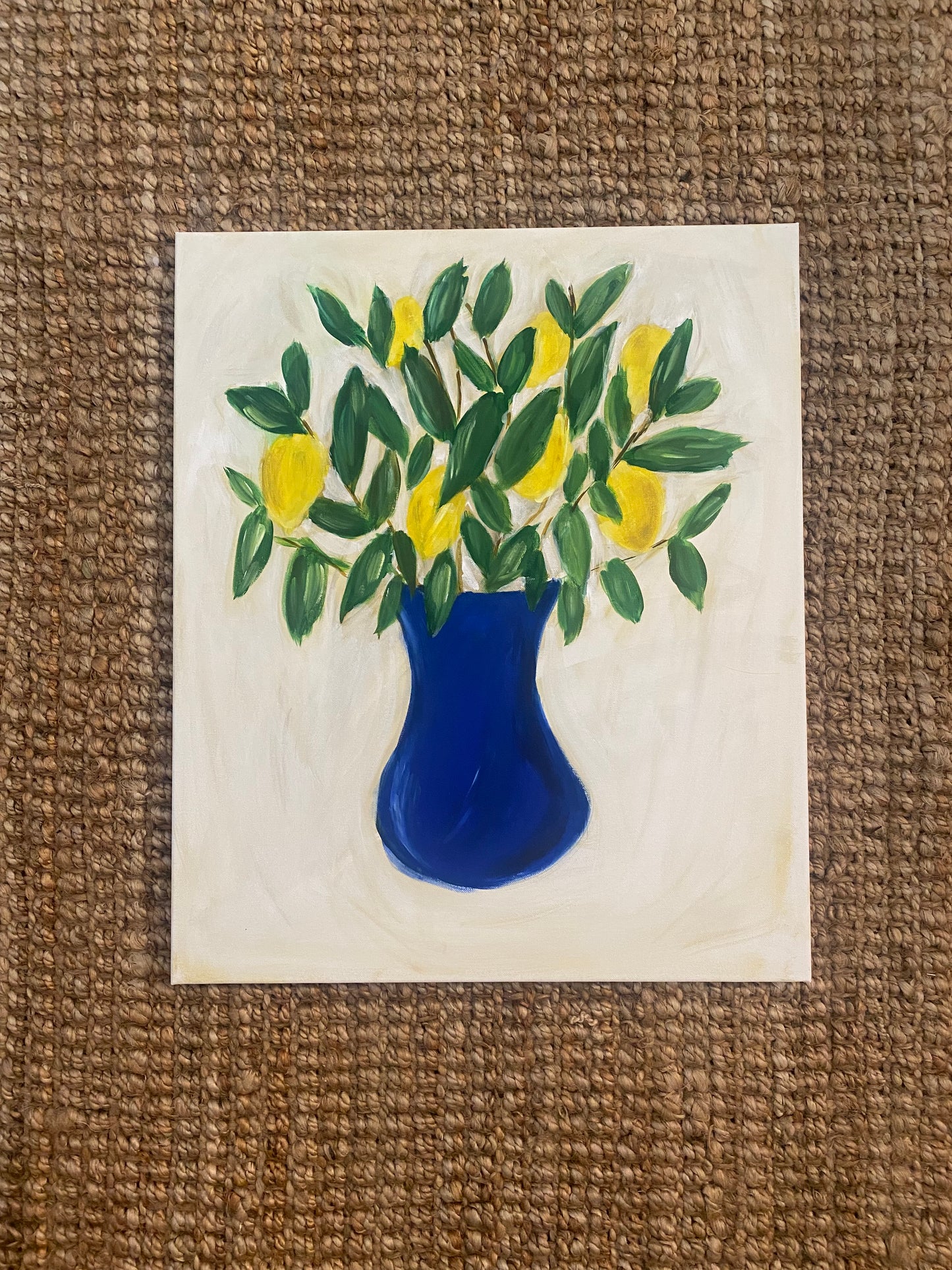 Lemon branches in Blue Vase