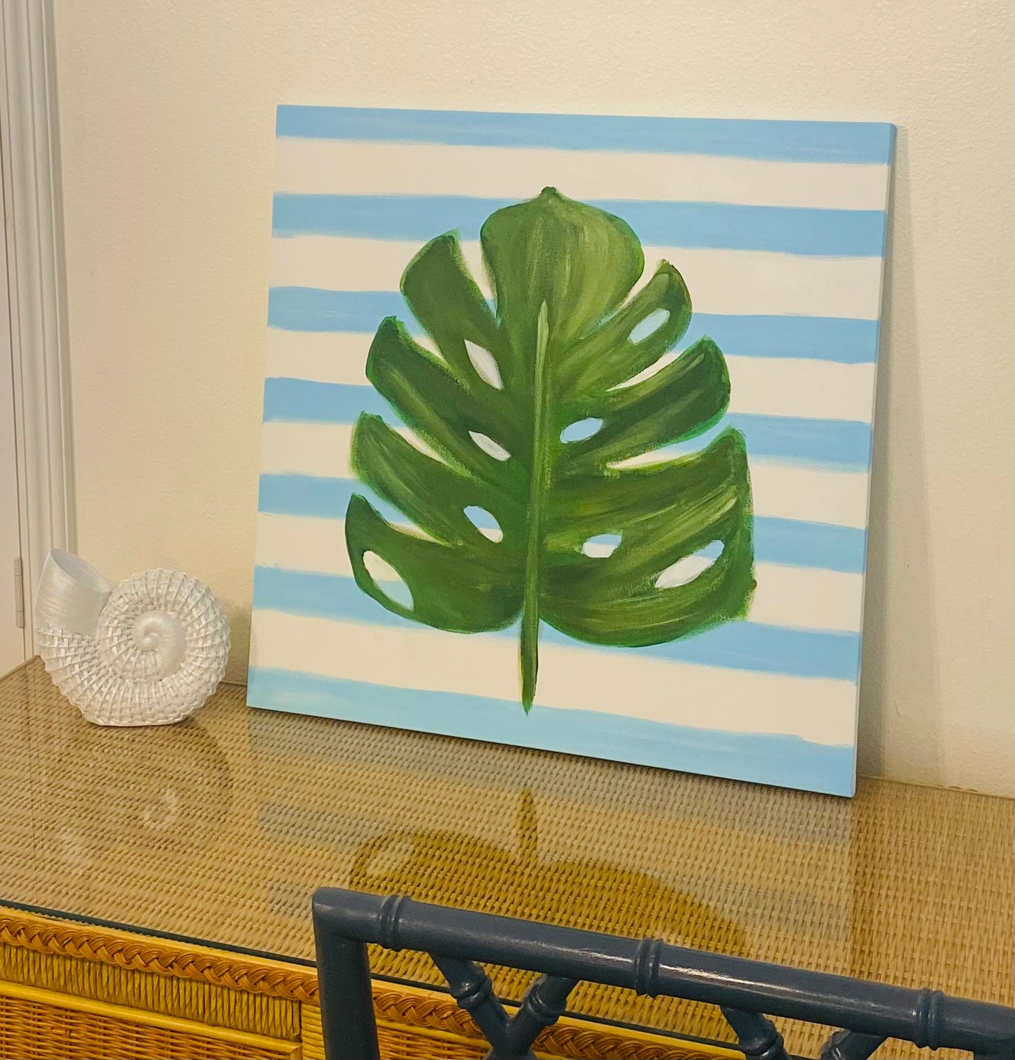 Monstera Blue Stripes